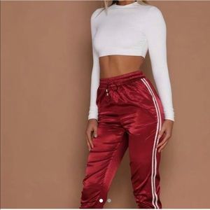 Satin Maroon Joggers